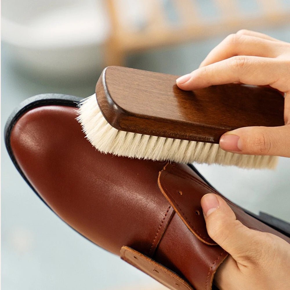1 Piece Solid Wood Wool Shoe Brush, Polishing, Cleaning, Care Brush, Suitable For Leather Or Fabric Shoes, Cleaning Brush