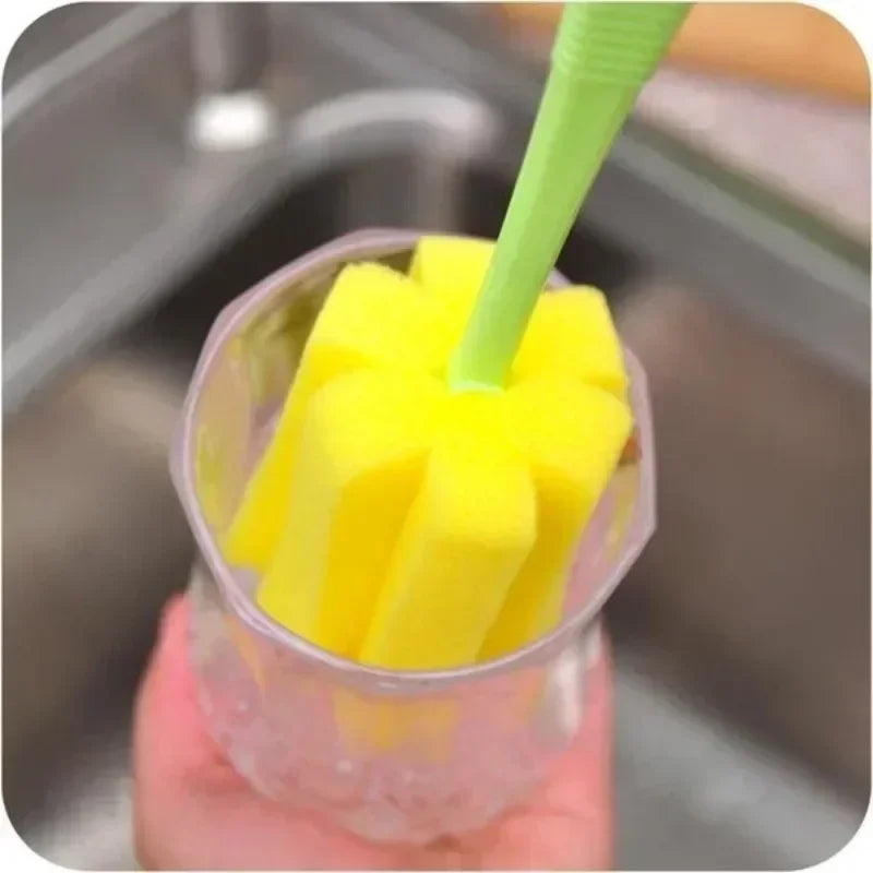 3pcs Cup Brush Sponge Glass Bottle Cup Cleaner Wineglass Bottle Coffe Tea Glass Cup Bottle Brush Kitchen Cleaning Tool