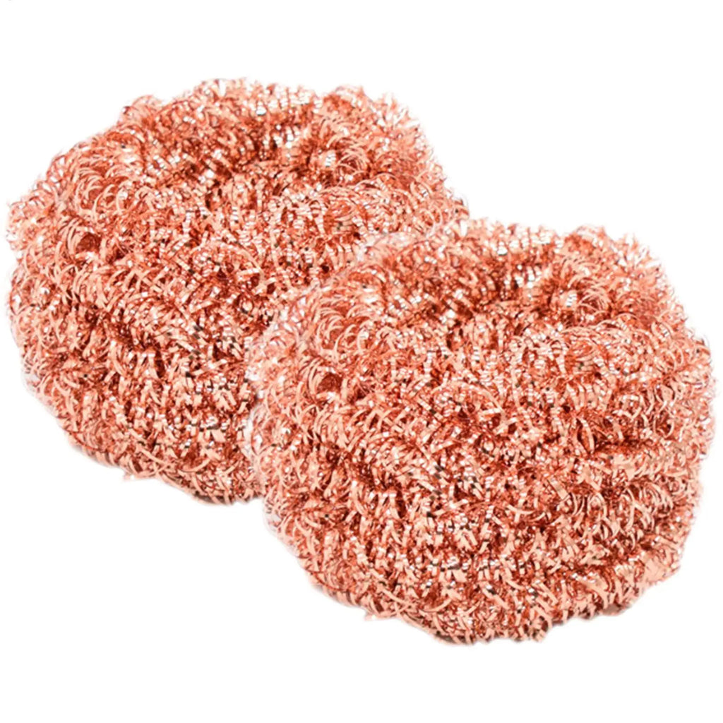 2 pcs/set Kitchen Scrub Pads Copper Dishwashing Brush Dish Cleaning Brush Wire Pot Scrubber Cleaning Supplies Dishwashing Sponge