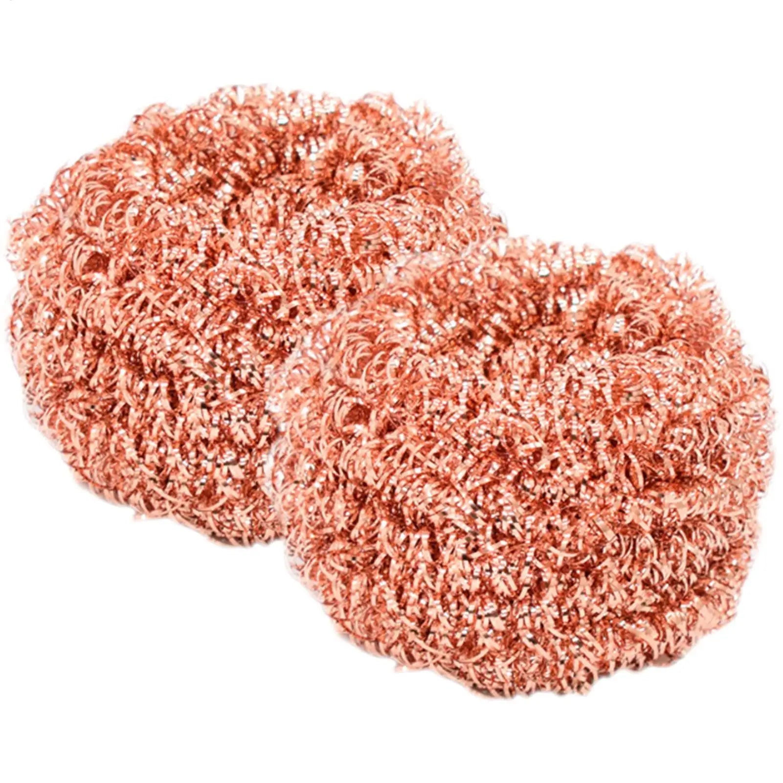 2 pcs/set Kitchen Scrub Pads Copper Dishwashing Brush Dish Cleaning Brush Wire Pot Scrubber Cleaning Supplies Dishwashing Sponge