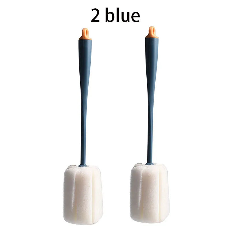 2pcs Long Handle Brush For Glass Cup And Milk Bottle Cleaning High Elastic Sponge Brushs Kitchen Washing Tools Accessories 26cm