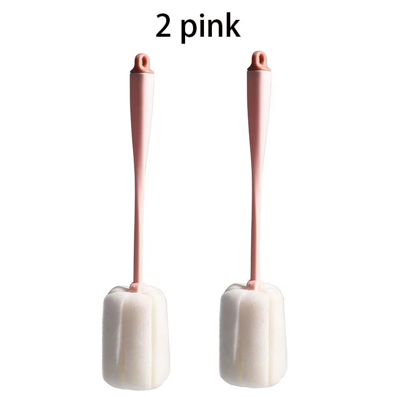 2pcs Long Handle Brush For Glass Cup And Milk Bottle Cleaning High Elastic Sponge Brushs Kitchen Washing Tools Accessories 26cm