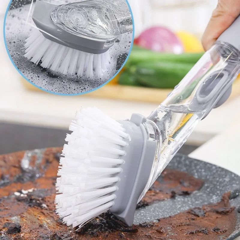 Kitchen Pot Cleaning Brush Long Handle Stain Removal Brush Multifunctional Kitchen Dishwashing Dishes Pans Cleaning Tool Brush