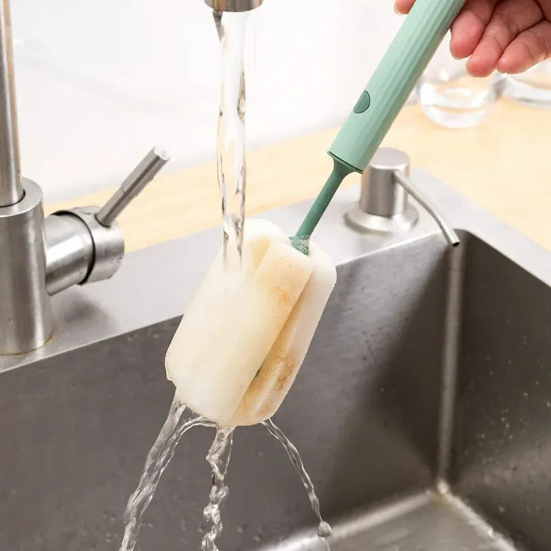 New Nordic-style Cup Brush Long-handled Sponge Cup Brush Detachable and Replaceable Head Baby Bottle and Thermos Cup Clean Brush