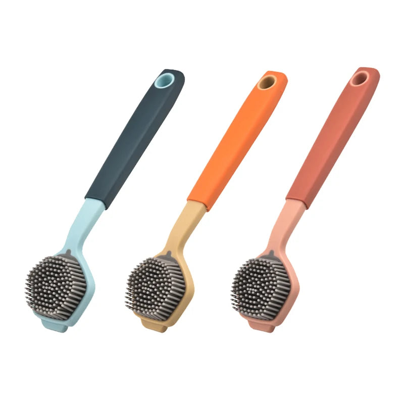 1PC Cleaning Brush Kitchen Soft Plastic Long Handle Silicone Brush Dishes Scrub POTS Brush Decontamination Cleaning Brush