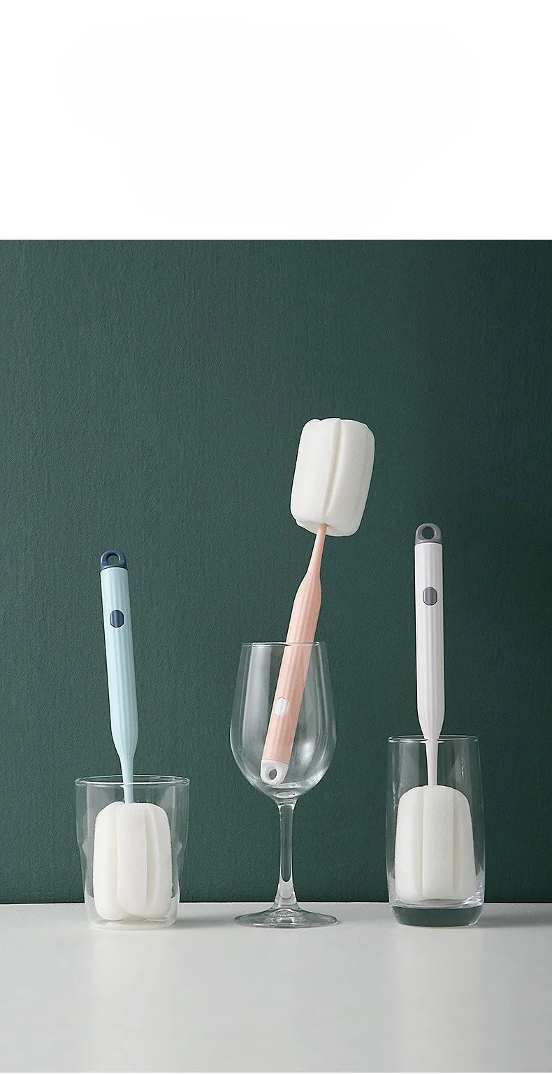 Household sponge head cleaning cup brush long handle thermos brush set washing tea cup bottle cleaning brush