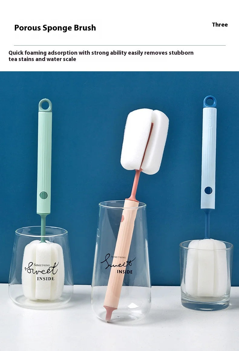 New Nordic-style Cup Brush Long-handled Sponge Cup Brush Detachable and Replaceable Head Baby Bottle and Thermos Cup Clean Brush