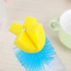 2 PCs/ Set Random Color Baby Bottle Cup 360-degree Sponge Cleaner+nipple Brush 360-degree Cleaning Tool Scrubber Cleaning Brush