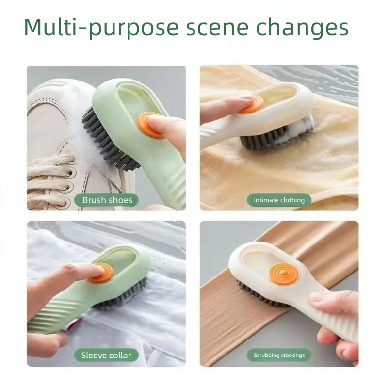 1pcs/2pcs/3pcs Multi-Functional Shoe Brush with Liquid Dispenser Household Press Type Soft Fur for Washing Shoes Cleaning Tool