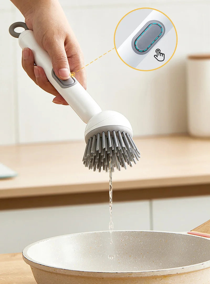 Plastic Dish Brush Rotatable Kitchen Pot Brush Hanging Utensil Brush Convenient Long Handle Home Dishes Brush For Stain Removal