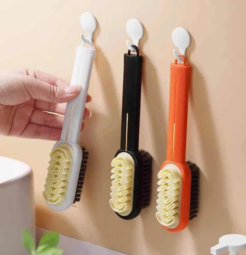 Long Handle 2-Sided Suede Cleaning Brush for Shoes Sneakers Stain & Dust Removal Rubber Boot Cleaner Shoe Brush