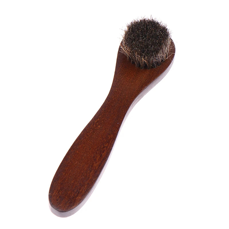 Handle Details Polishing And Cleaning Brush Horse Hair Wood Brush Leather Shoe Care And Cleaning Shoe Brush