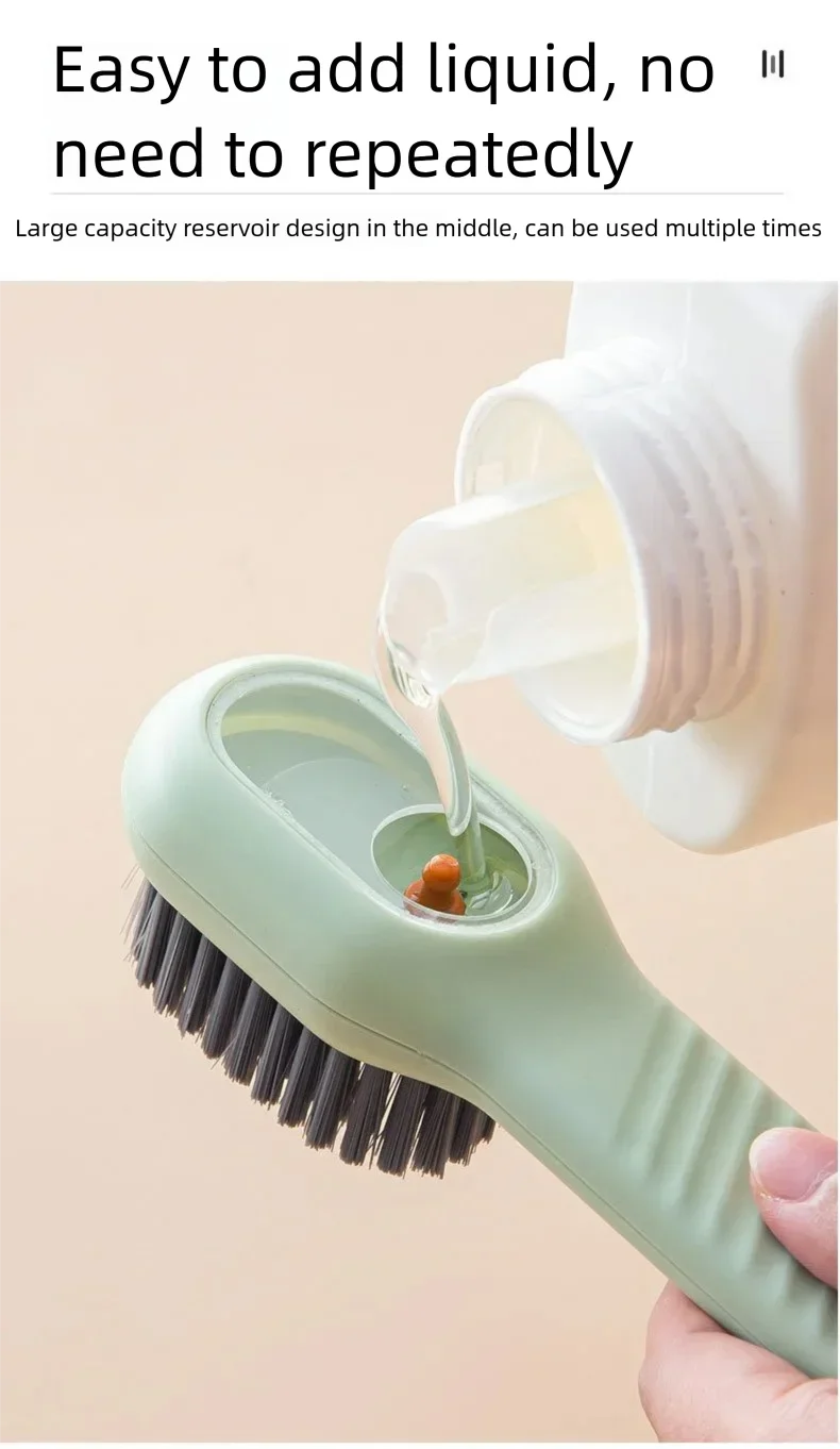 1pcs/2pcs/3pcs Multi-Functional Shoe Brush with Liquid Dispenser Household Press Type Soft Fur for Washing Shoes Cleaning Tool