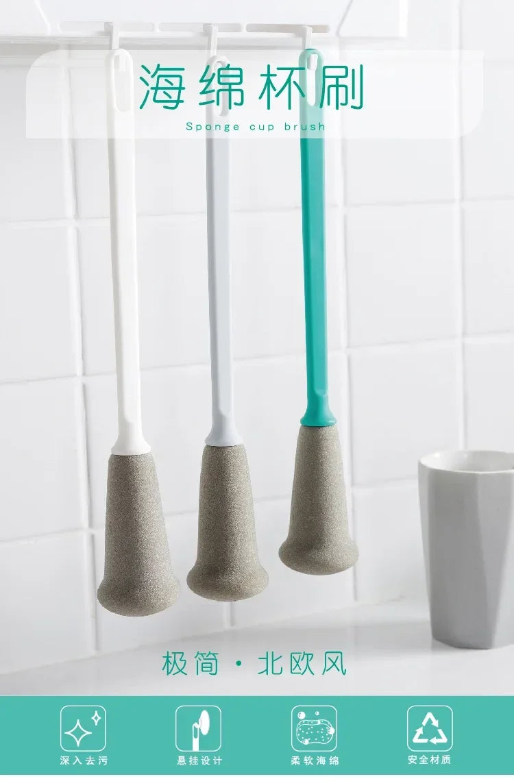 Milk Bottle Brush Scrubber Sponge Cleaner Kitchen Cleaning Tool Long Handle No Dead Angle Drink Bottle Glass Cup Cleaning Brush
