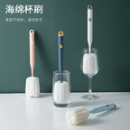 Household sponge head cleaning cup brush long handle thermos brush set washing tea cup bottle cleaning brush