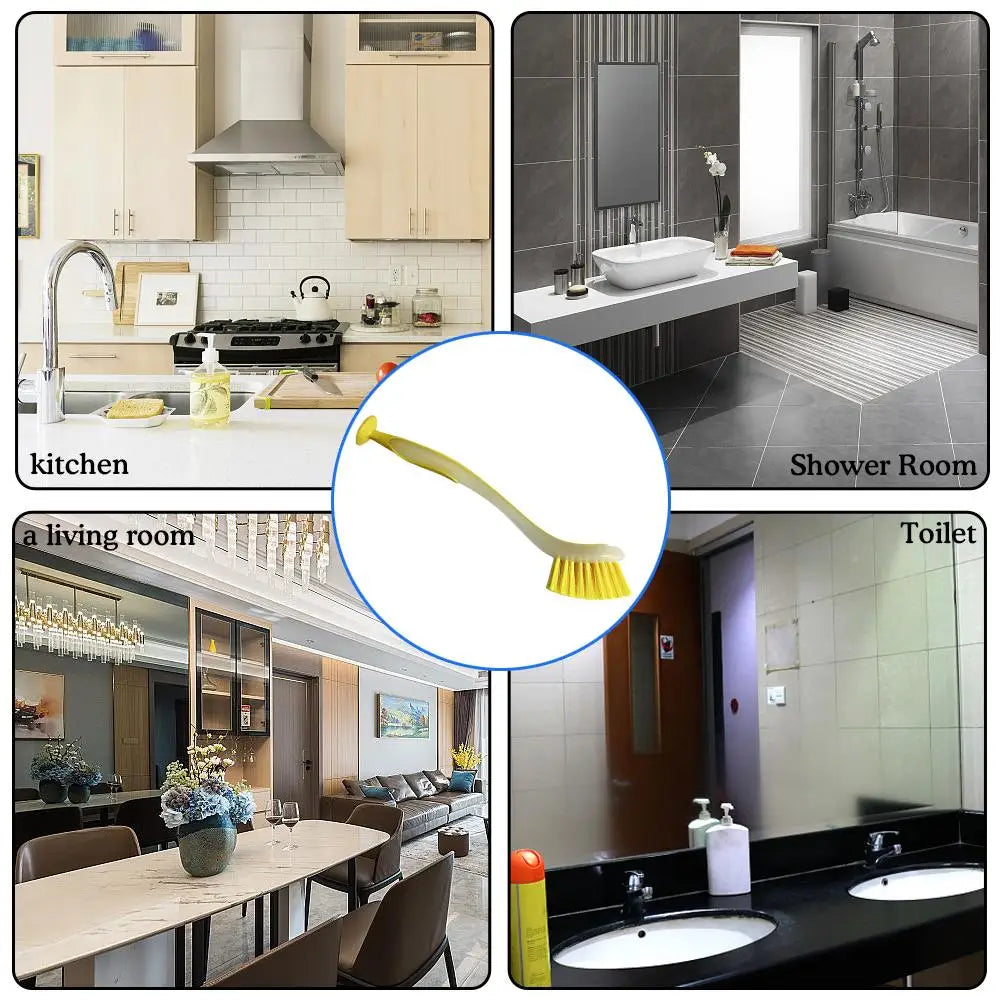 Multifunctional Pot Cleaning Brush Vertical Dishwashing Brush Kitchen Suction Cup Type Sink Cleaning Scrub LongHandle Tool Brush