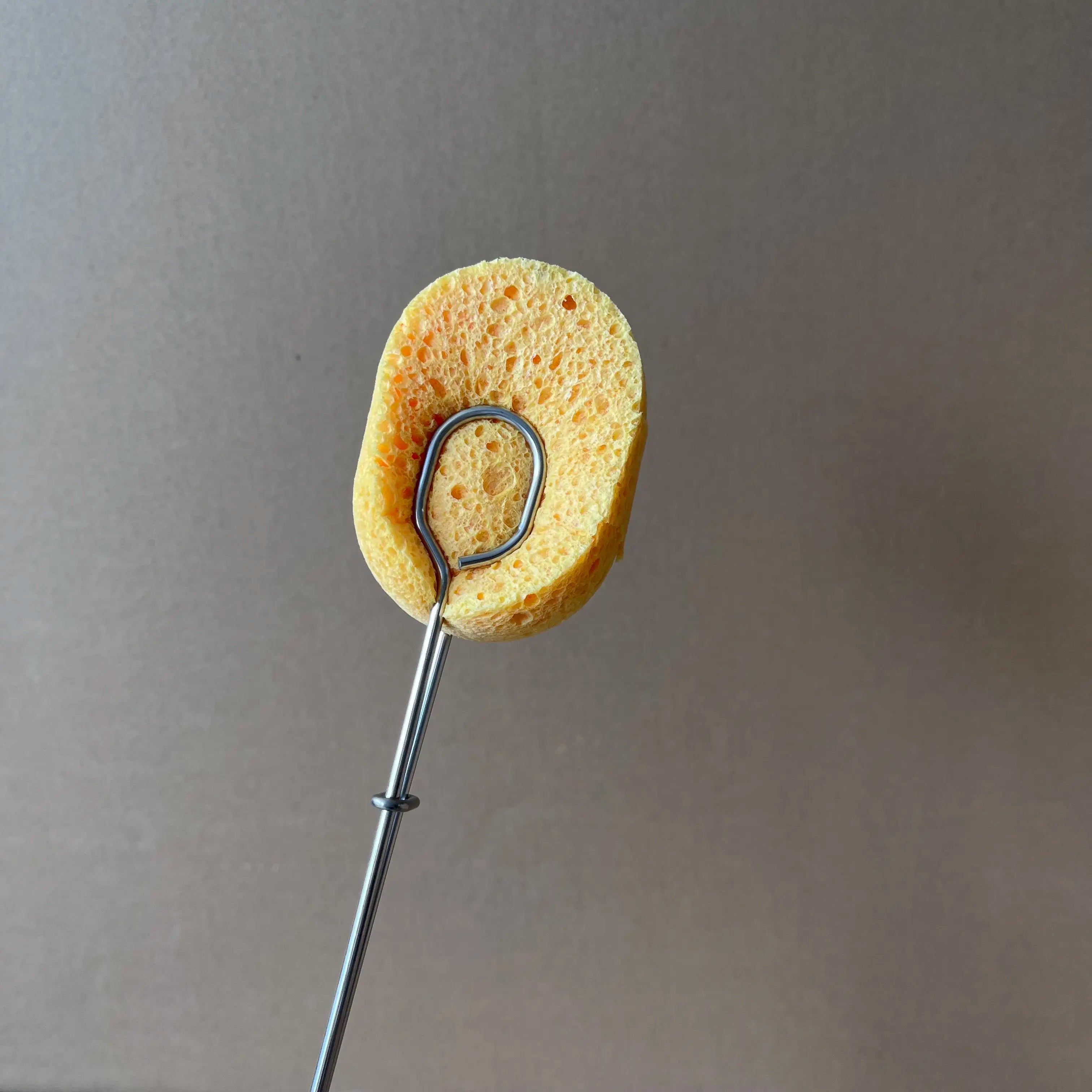 304 Stainless Steel Long Handle Replaceable Sponge  Natural Wood Pulp Cotton Sponge Cup Brush Sponge Bottle Cleaning Brush