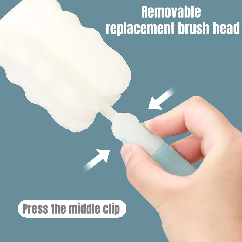 1/3/5Pcs Soft Sponge Cup Brush Long Handle Sponge Bottle Brush Drink Wineglass Bottle Glass Cup Washing No Deadend Cleaning Tool
