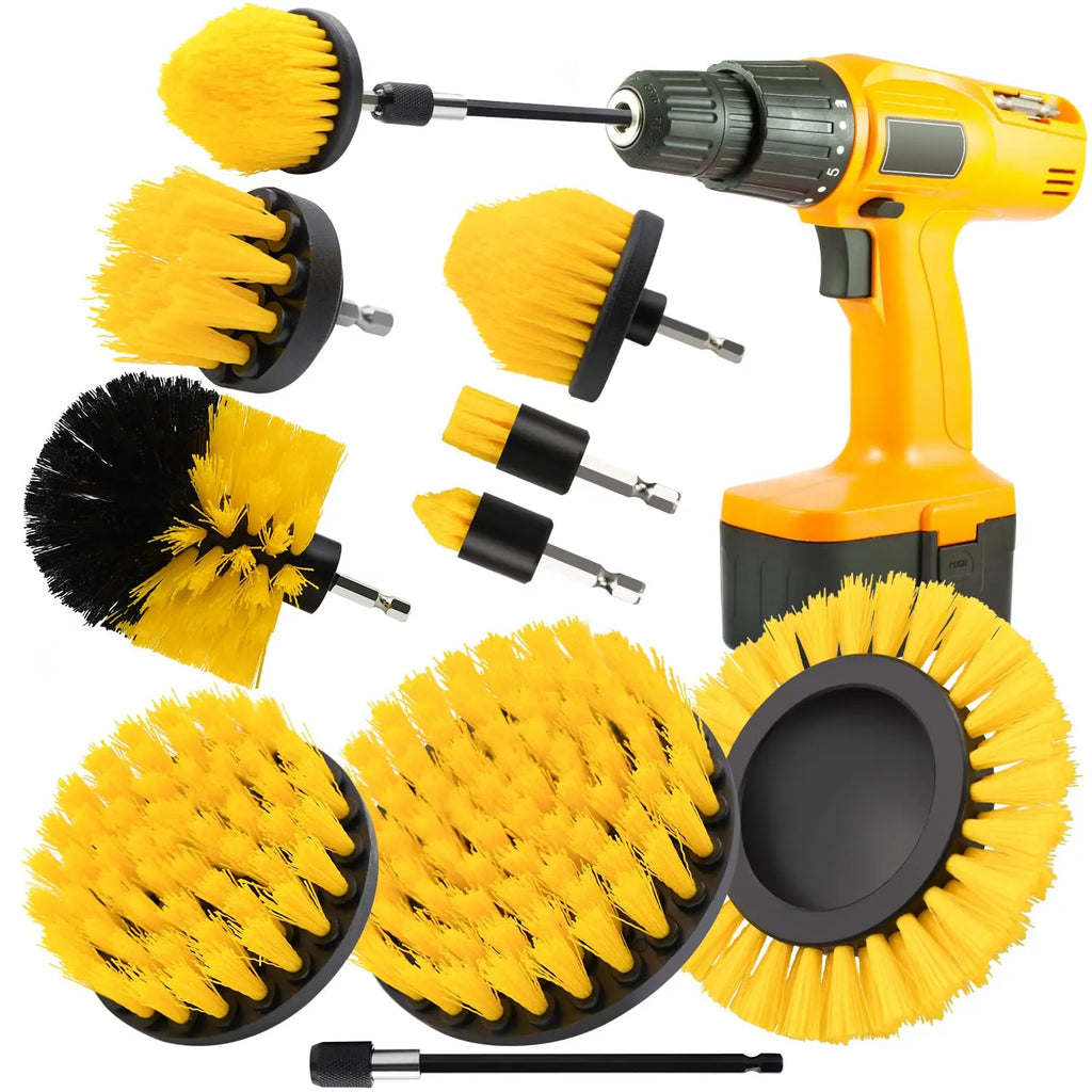 5/6/7/9 Pcs Cleaning Brush Attachment Set Power Scrubber Brush with 1/4“ Extend Long Drill Scrub Brush for Cleaning Shower