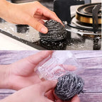 50/1x Stainless Steel Wire Ball Brush for Dishes Pots Pans Cleaning Scrubbers Household Kitchen Dishwashing Cleaner Balls Tools