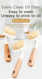 Natural Sisal Soft-Bristled Pot Brush, Household Kitchen Dishwashing Brush, Log Brush, Multi-Functional Beech Cleaning Brush