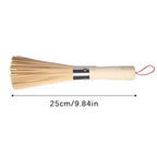 Natural Bamboo Wok Brush with Long Wooden Handle Durable Dish Scrubber Pot Pan Cleaner for Kitchen Home Restaurant Cleaning Tool