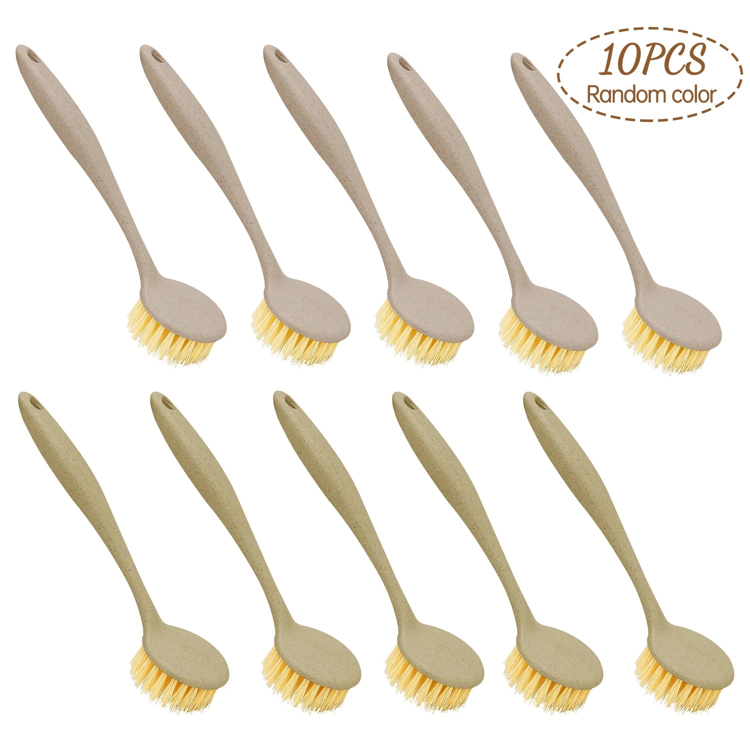 1/3/10pcs long handle pot brush, compact kitchen cleaning brush, dishwashing brush, cookware brush (mixed colors)