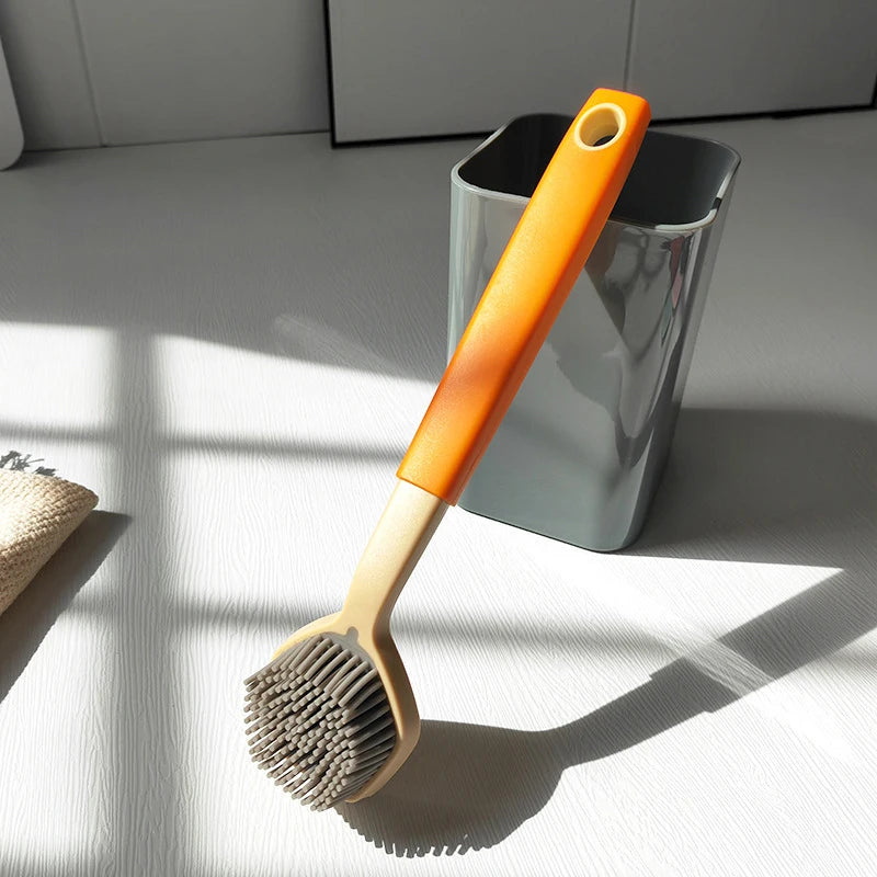 1PC Cleaning Brush Kitchen Soft Plastic Long Handle Silicone Brush Dishes Scrub POTS Brush Decontamination Cleaning Brush