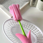 1pc Tulip-Shaped Long Handle Cup Brush - Reusable, Easy Storage Sponge For Kitchen & Bathroom Cleaning