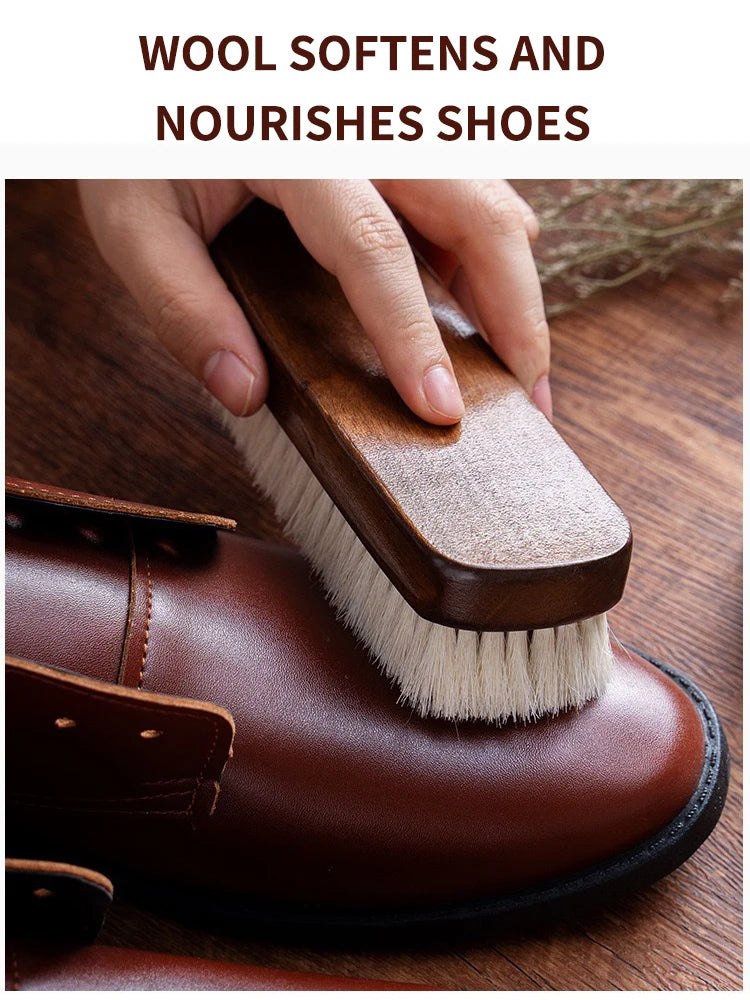 1 Piece Solid Wood Wool Shoe Brush, Polishing, Cleaning, Care Brush, Suitable For Leather Or Fabric Shoes, Cleaning Brush