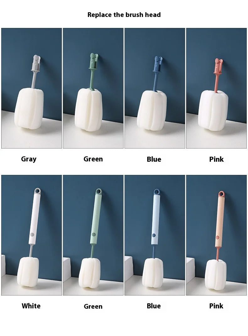 New Nordic-style Cup Brush Long-handled Sponge Cup Brush Detachable and Replaceable Head Baby Bottle and Thermos Cup Clean Brush