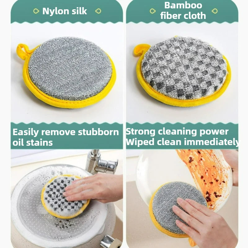 5PCS Double-Side Dish Wash Sponges, Dish Washing Brush Pan Pot, Dishwashing Sponge, Household Cleaning Reusable Kitchen Tools