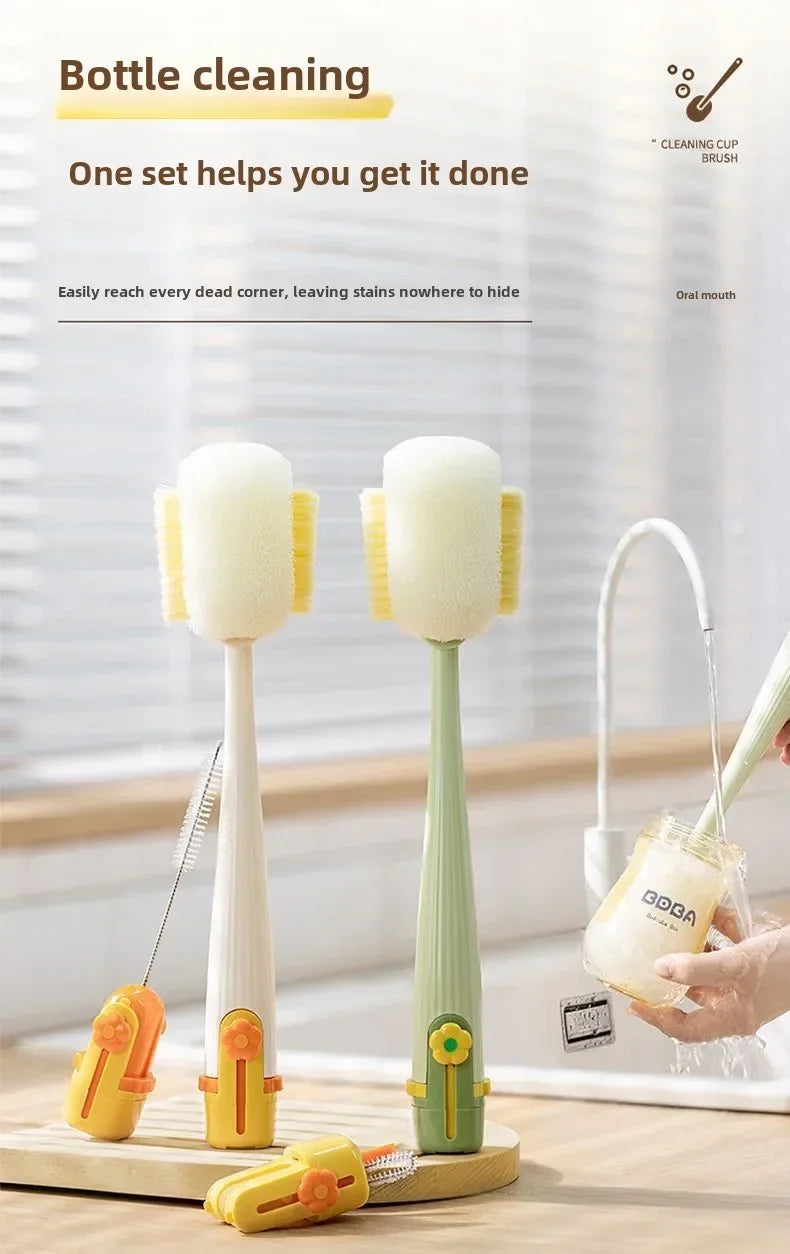 5-in-1cup Washing Tool for Household Use Multifunctional Cup Brush Water Cup Thermos Cup Brush Milk Bottle Cleaning Sponge Brush