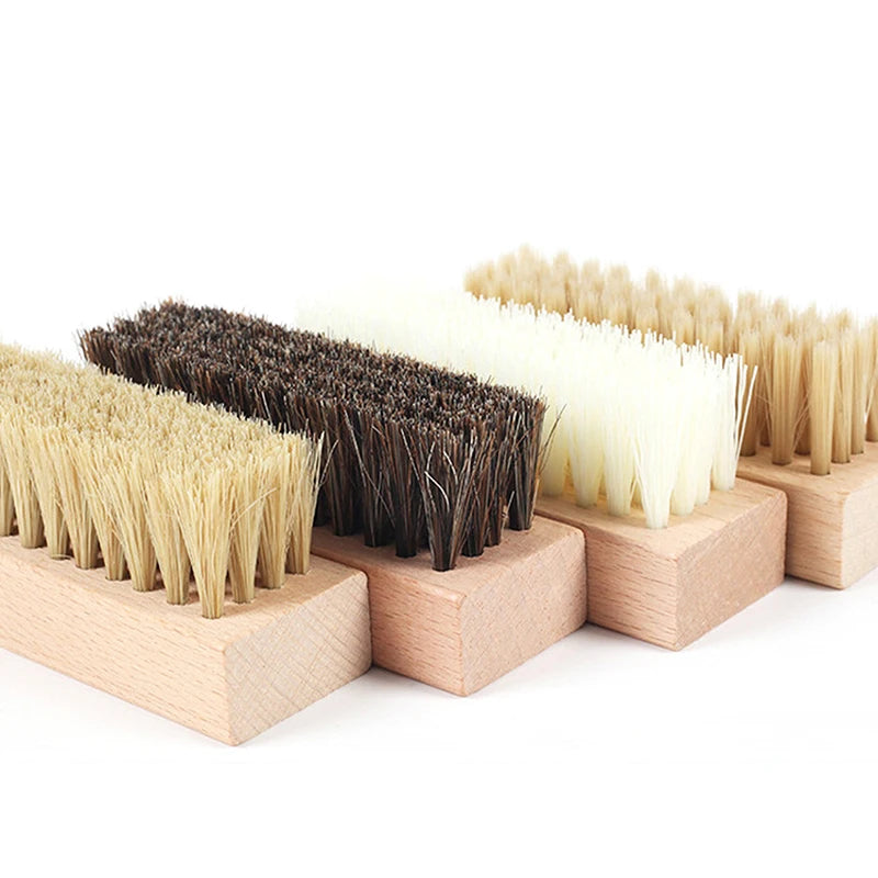 Useful Wood Handle Shoe Brush Polish Brush Plastic Hair Soft Pig Hair Brush Sneaker Shoe Cleaning Brush Laundry Brush