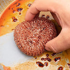 2 pcs/set Kitchen Scrub Pads Copper Dishwashing Brush Dish Cleaning Brush Wire Pot Scrubber Cleaning Supplies Dishwashing Sponge