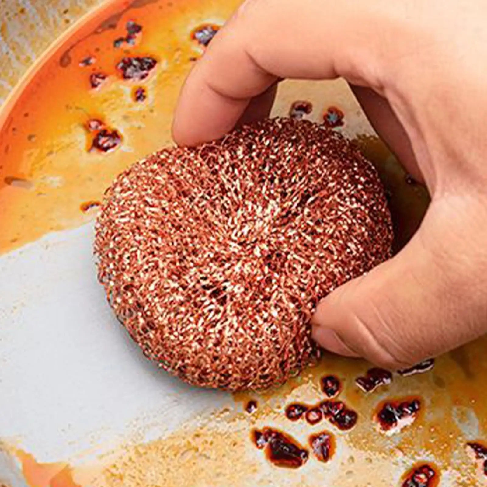 2 pcs/set Kitchen Scrub Pads Copper Dishwashing Brush Dish Cleaning Brush Wire Pot Scrubber Cleaning Supplies Dishwashing Sponge