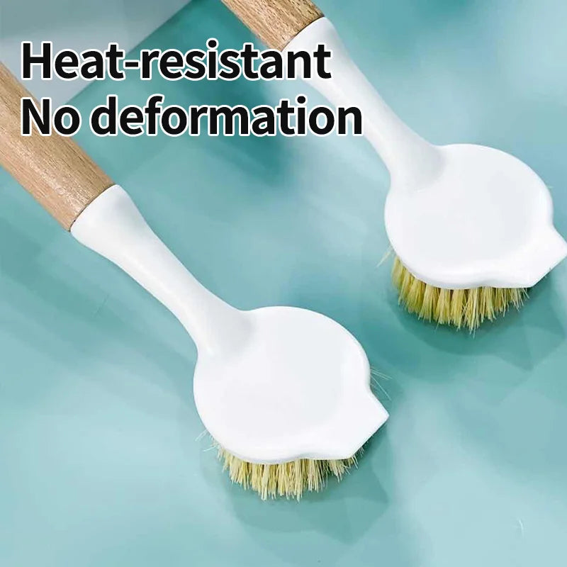 Natural Wooden Pot Brush With Sisal Bristles Durable Strong Scrubbing Eco Friendly Dish Brush For Cast Iron Skillet Pots Pans