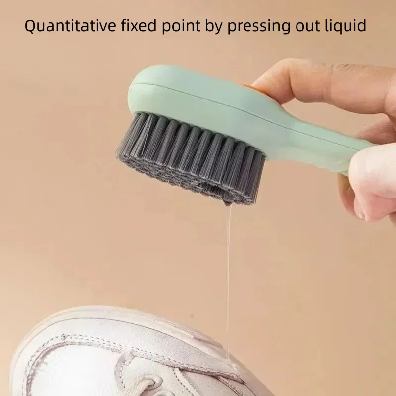 1pcs/2pcs/3pcs Multi-Functional Shoe Brush with Liquid Dispenser Household Press Type Soft Fur for Washing Shoes Cleaning Tool
