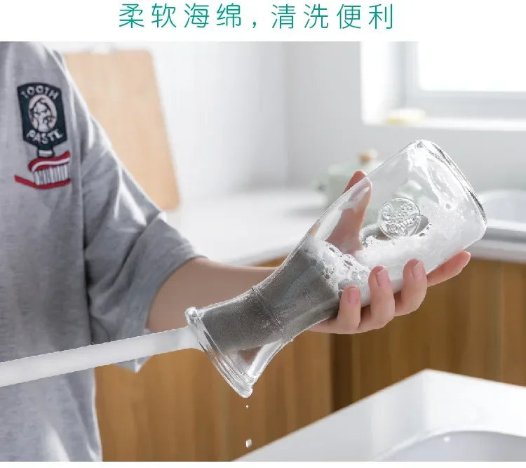 Milk Bottle Brush Scrubber Sponge Cleaner Kitchen Cleaning Tool Long Handle No Dead Angle Drink Bottle Glass Cup Cleaning Brush