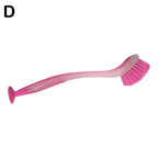 Multifunctional Pot Cleaning Brush Vertical Dishwashing Brush Kitchen Suction Cup Type Sink Cleaning Scrub LongHandle Tool Brush