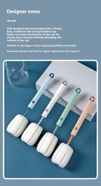 New Nordic-style Cup Brush Long-handled Sponge Cup Brush Detachable and Replaceable Head Baby Bottle and Thermos Cup Clean Brush