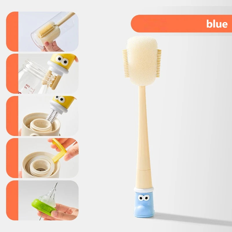 1PC Special sponge brush for washing cups Baby Bottle Straw Brush Five in one long handled cup brush Water cup cleaning artifact