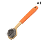 1PC Cleaning Brush Kitchen Soft Plastic Long Handle Silicone Brush Dishes Scrub POTS Brush Decontamination Cleaning Brush