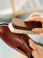 1 Piece Solid Wood Wool Shoe Brush, Polishing, Cleaning, Care Brush, Suitable For Leather Or Fabric Shoes, Cleaning Brush