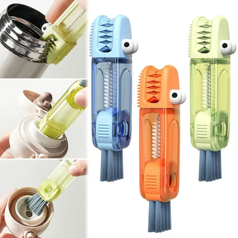 3-in-1 Crocodile Cup Lid Cleaning Brush 180° Rotatable Cup Crevice Cleaning Tools Bottle Crevice Cleaner Brush for Home Kitchen
