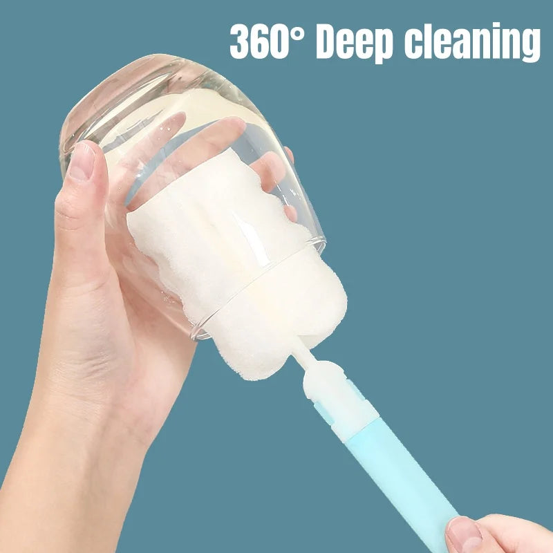 1/3/5Pcs Soft Sponge Cup Brush Long Handle Sponge Bottle Brush Drink Wineglass Bottle Glass Cup Washing No Deadend Cleaning Tool