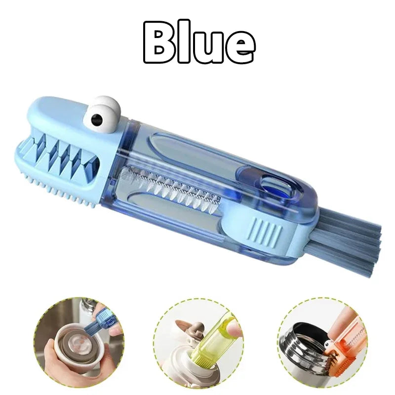 3-in-1 Crocodile Cup Lid Cleaning Brush 180° Rotatable Cup Crevice Cleaning Tools Bottle Crevice Cleaner Brush for Home Kitchen