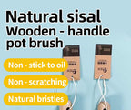 Natural Wooden Pot Brush With Sisal Bristles Durable Strong Scrubbing Eco Friendly Dish Brush For Cast Iron Skillet Pots Pans
