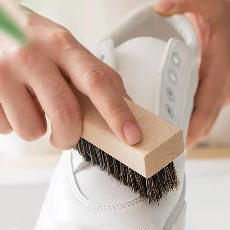 Useful Wood Handle Shoe Brush Polish Brush Plastic Hair Soft Pig Hair Brush Sneaker Shoe Cleaning Brush Laundry Brush