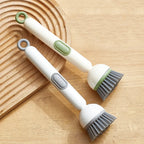 Plastic Dish Brush Rotatable Kitchen Pot Brush Hanging Utensil Brush Convenient Long Handle Home Dishes Brush For Stain Removal